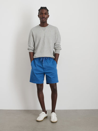 Alex Mill Pull On Short In Cotton Herringbone Cunningham Blue