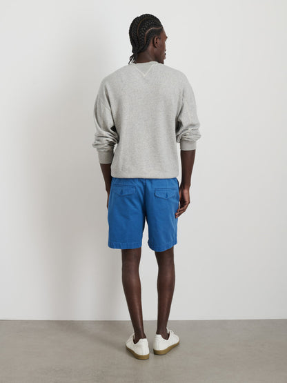 Alex Mill Pull On Short In Cotton Herringbone Cunningham Blue