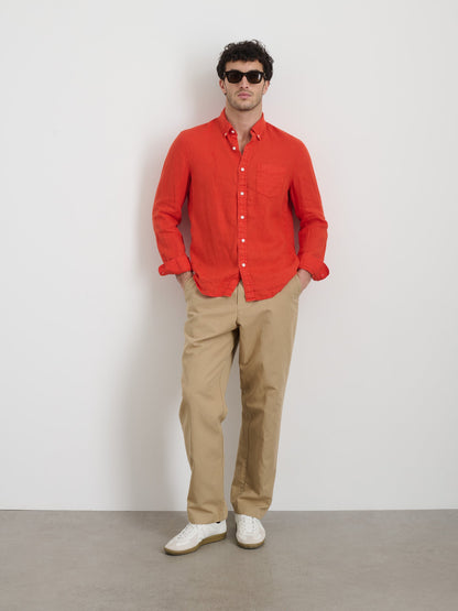 Alex Mill Mill Shirt in Linen Tangerine