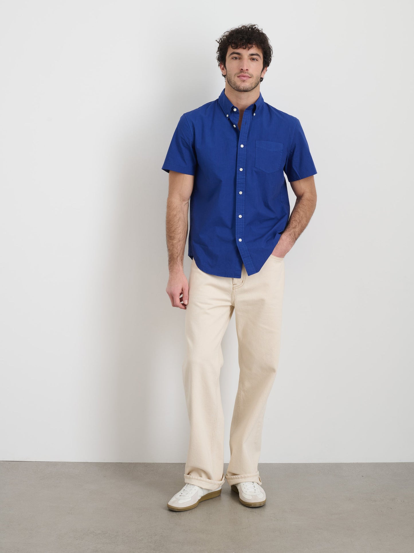 Alex Mill Short Sleeve Mill Shirt in Cotton Cobalt