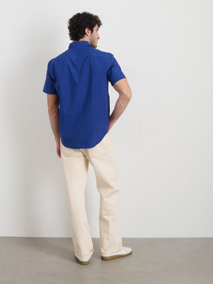 Alex Mill Short Sleeve Mill Shirt in Cotton Cobalt