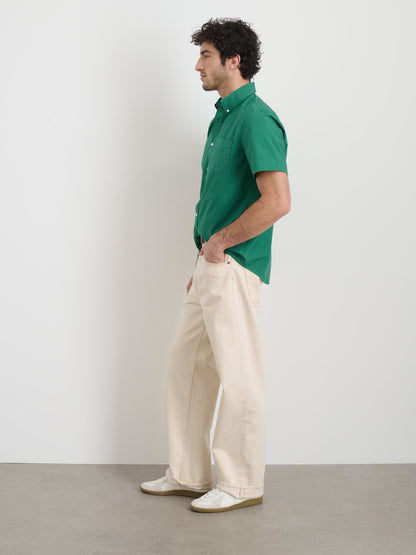 Alex Mill Short Sleeve Mill Shirt in Cotton Bright Emerald