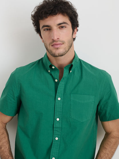 Alex Mill Short Sleeve Mill Shirt in Cotton Bright Emerald