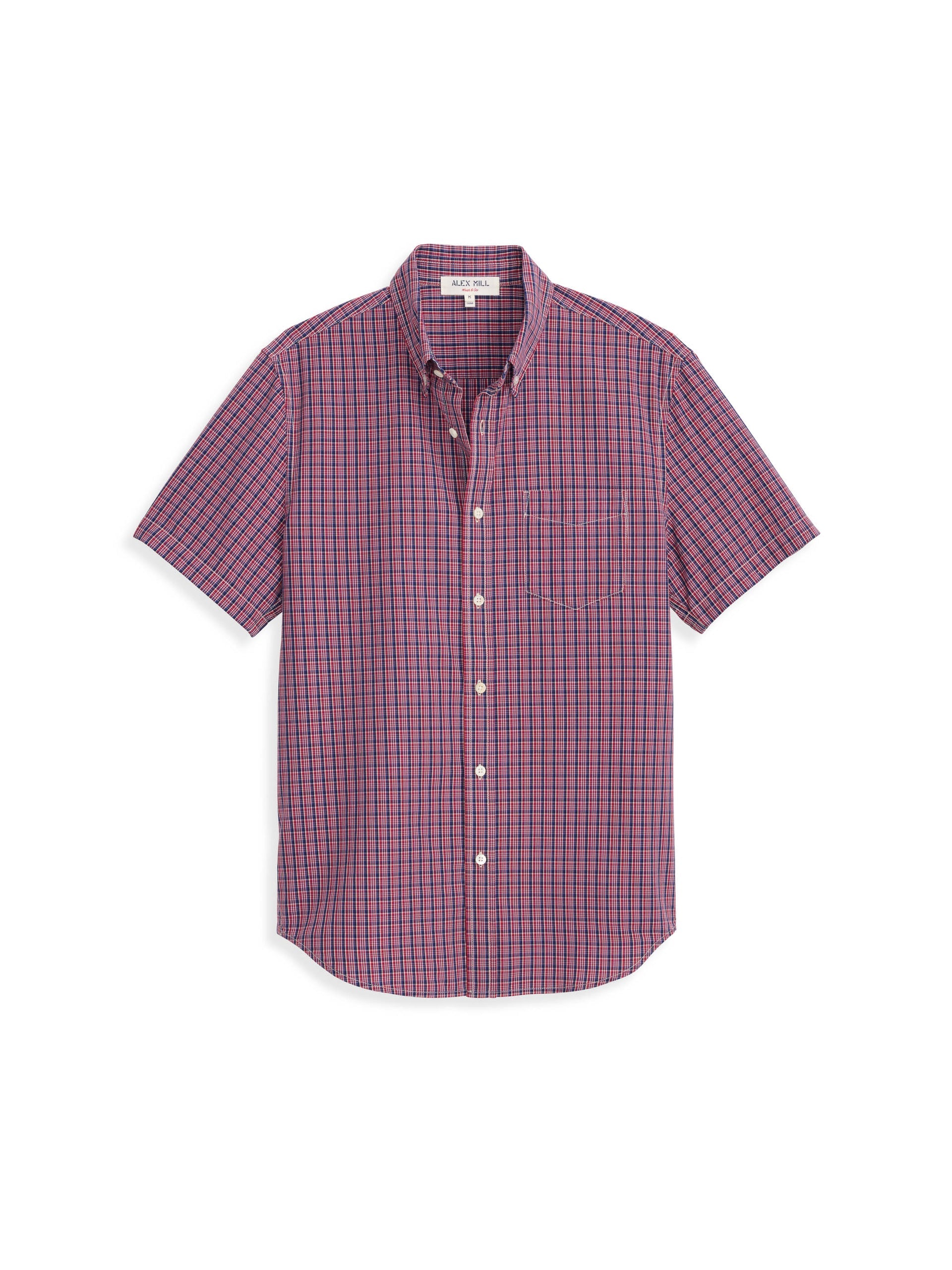 Alex Mill Short Sleeve Mill Shirt In Madras Red/Navy