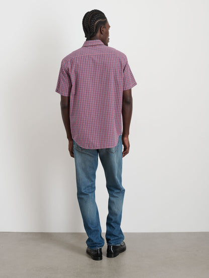 Alex Mill Short Sleeve Mill Shirt In Madras Red/Navy