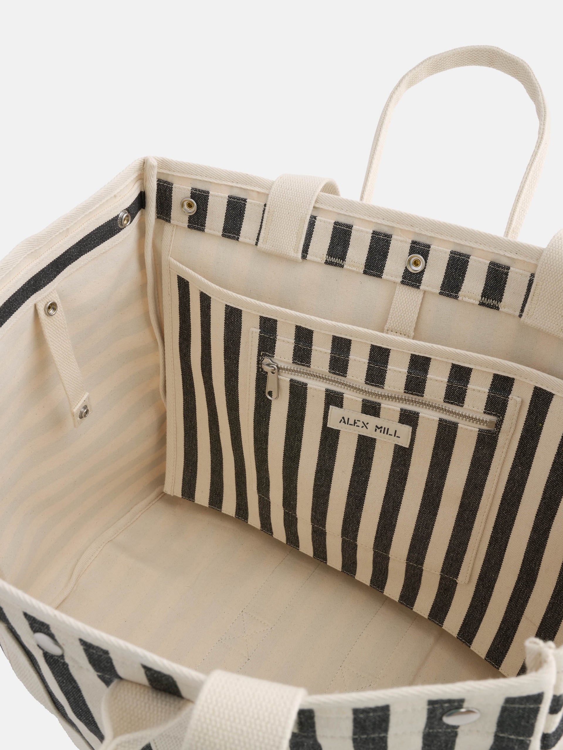Alex Mill The Perfect Weekend Tote in Black Stripe Black/Natural