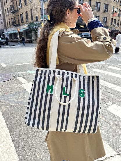 Alex Mill The Perfect Weekend Tote in Black Stripe Black/Natural
