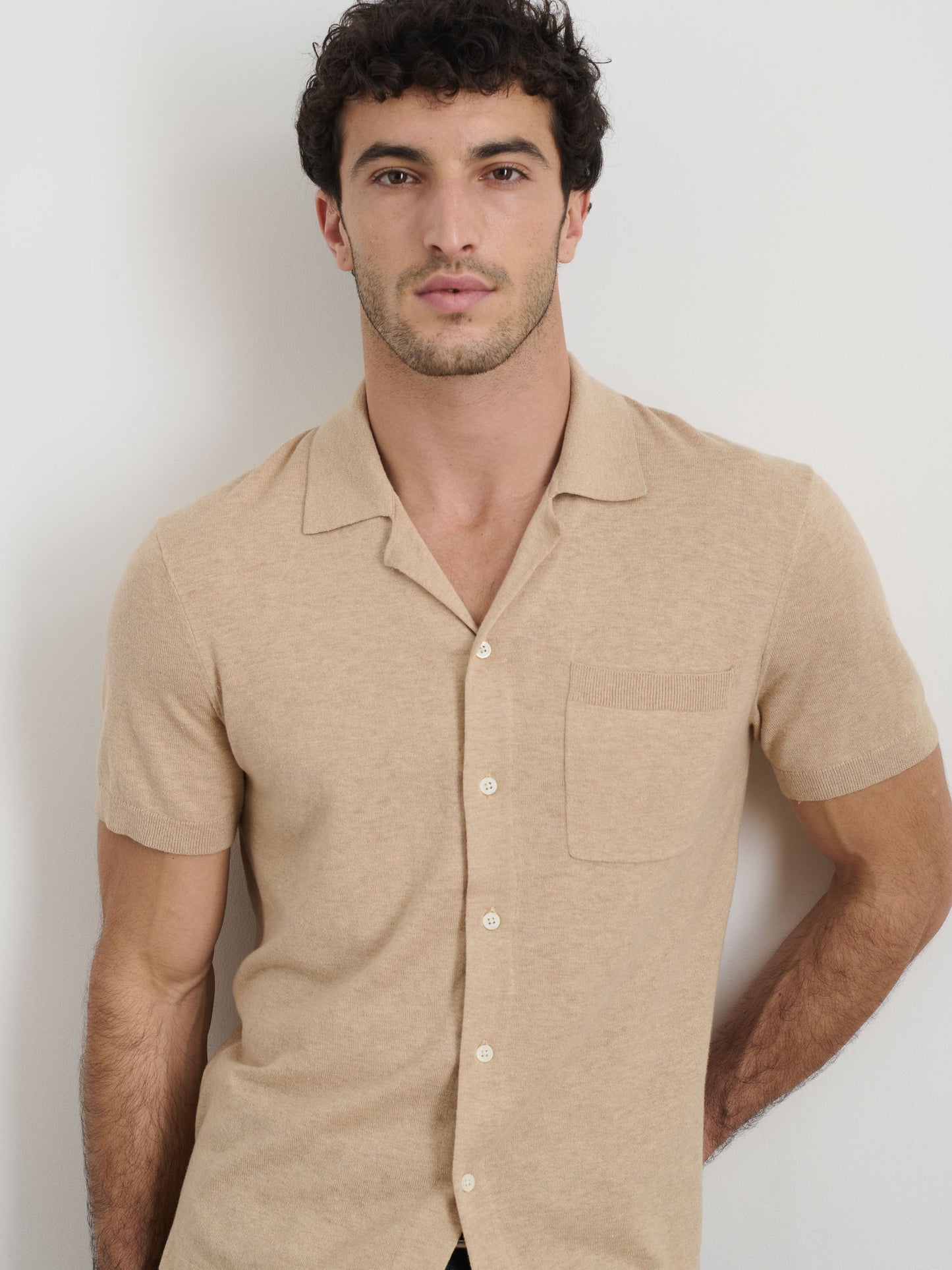 Alex Mill Aldrich Knit Shirt in Hemp Cotton Sand