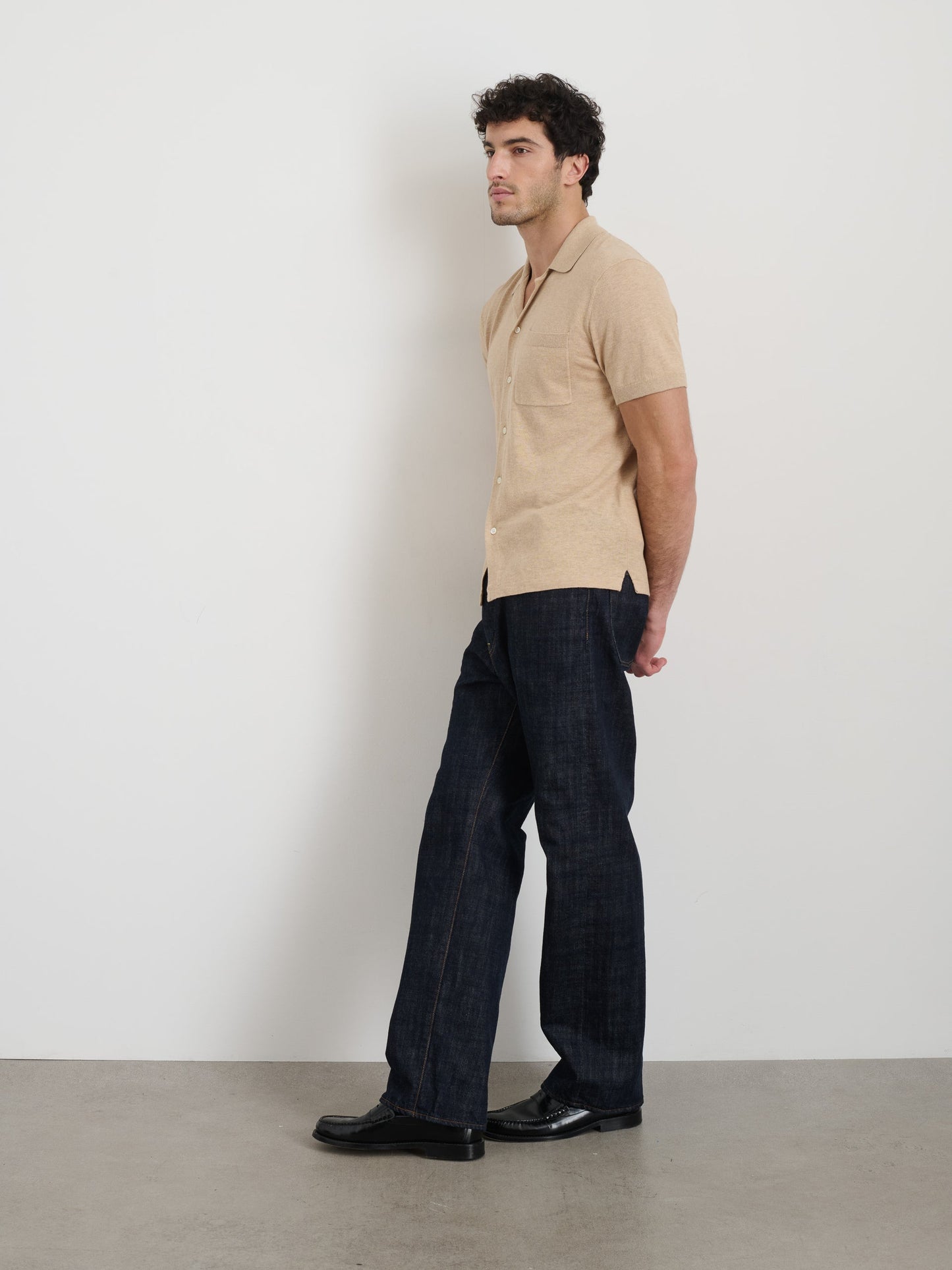 Alex Mill Aldrich Knit Shirt in Hemp Cotton Sand
