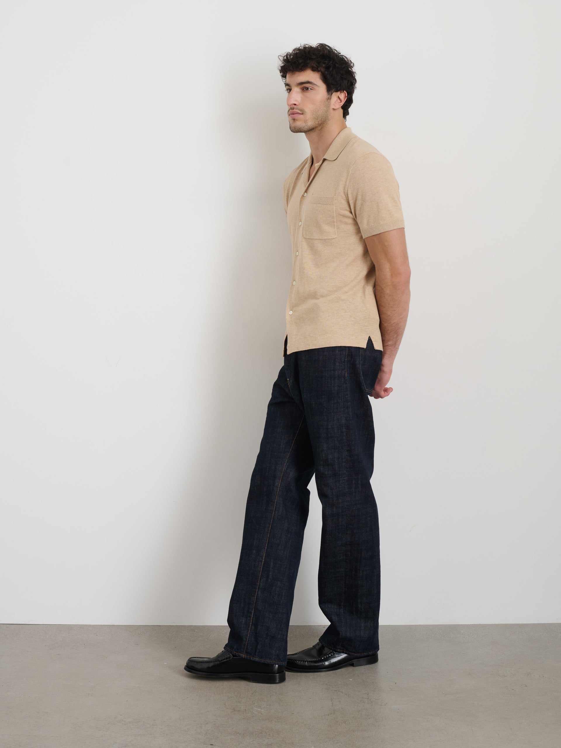 Alex Mill Aldrich Knit Shirt in Hemp Cotton Sand