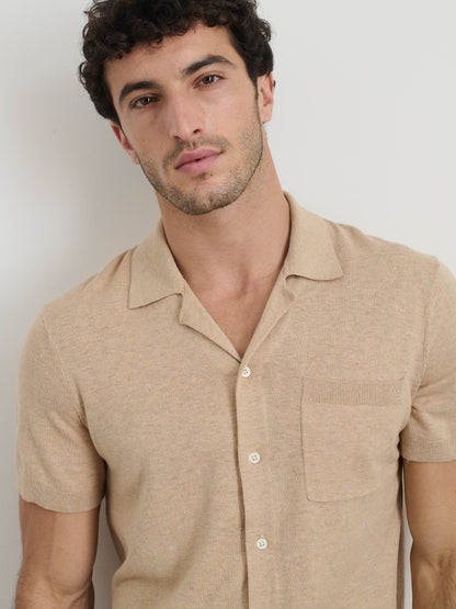 Alex Mill Aldrich Knit Shirt in Hemp Cotton Sand