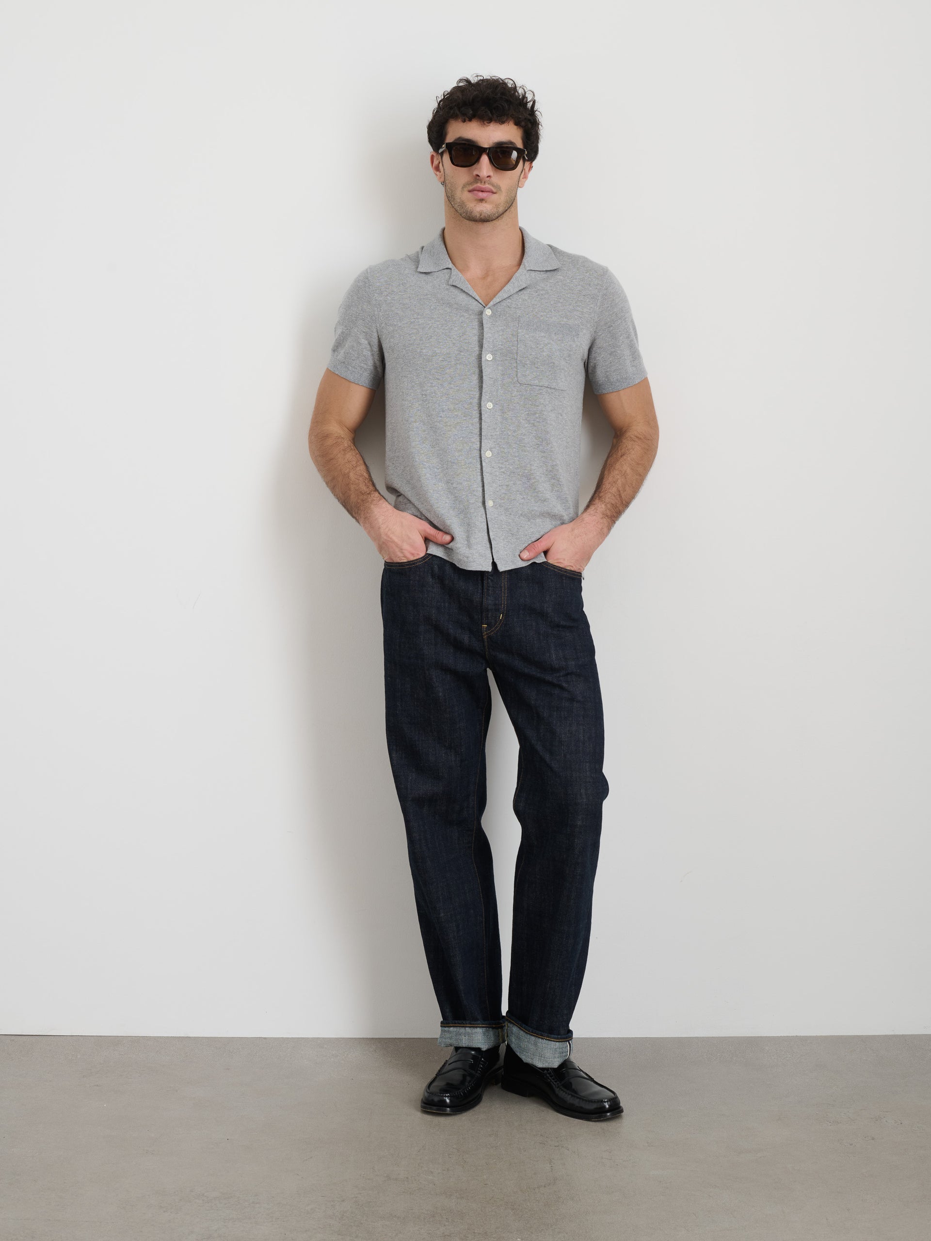 Alex Mill Aldrich Knit Shirt in Hemp Cotton Heather Grey
