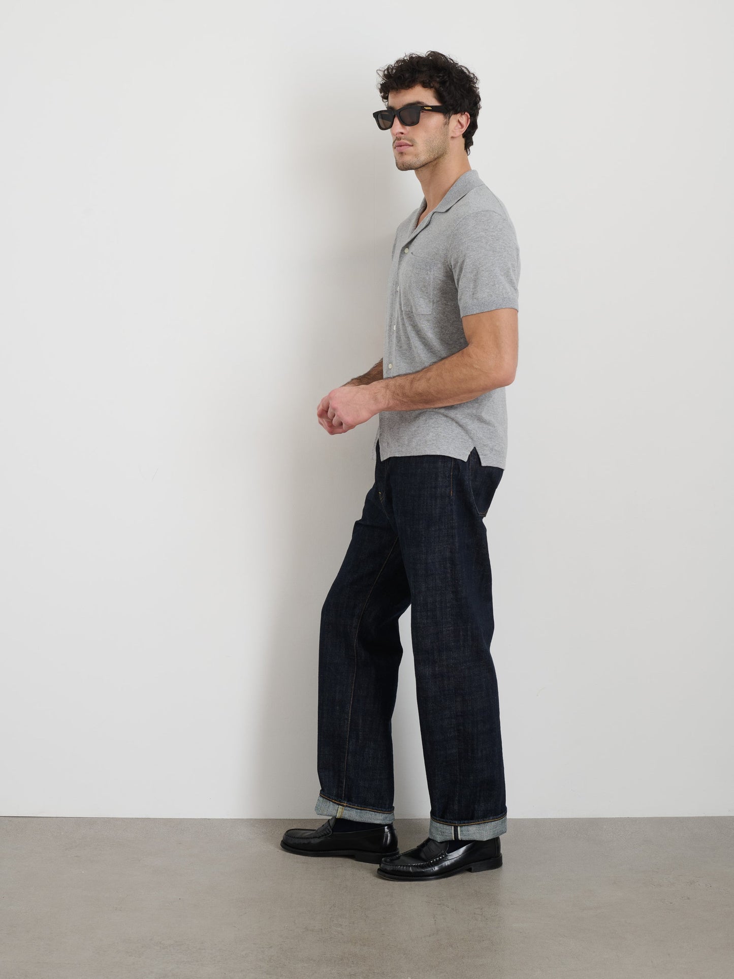 Alex Mill Aldrich Knit Shirt in Hemp Cotton Heather Grey