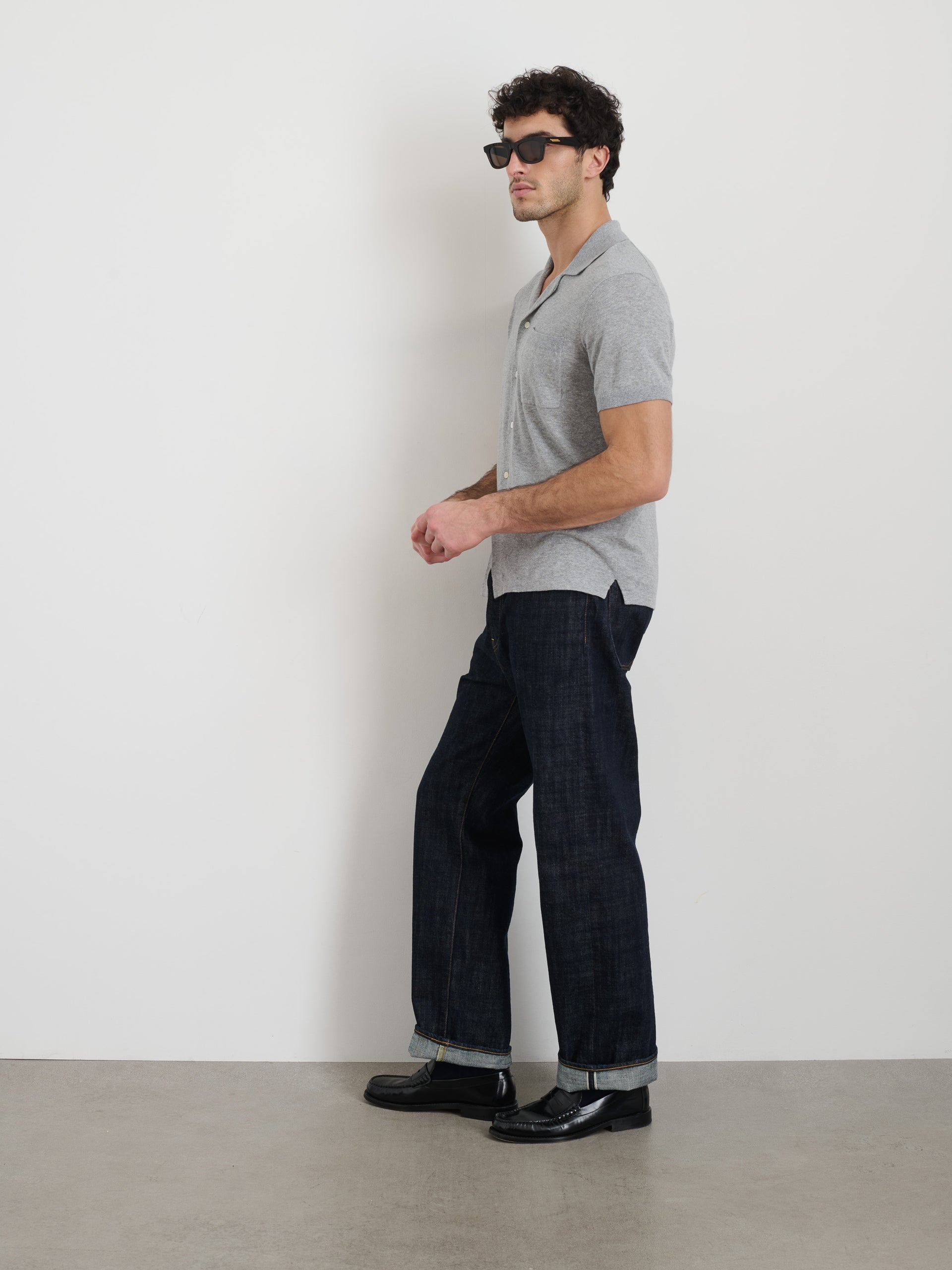Alex Mill Aldrich Knit Shirt in Hemp Cotton Heather Grey