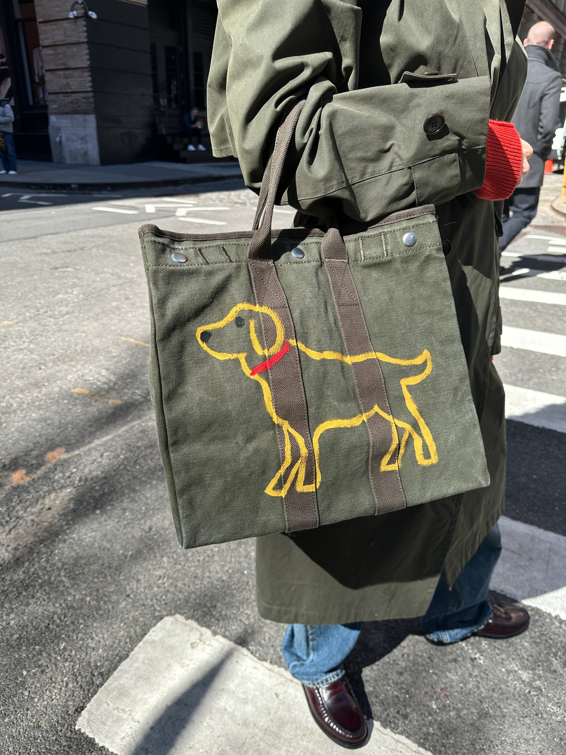 Alex Mill The Perfect Weekday Dog Tote Military Olive/Labrador